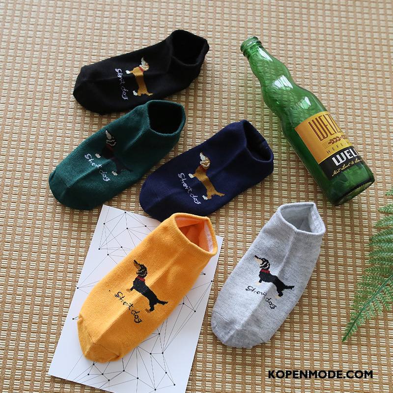 Sokken Heren Vintage Mannen Zomer Voorjaar Korte Sok Boot Sokken Donkerblauw Gemengde Kleuren Licht