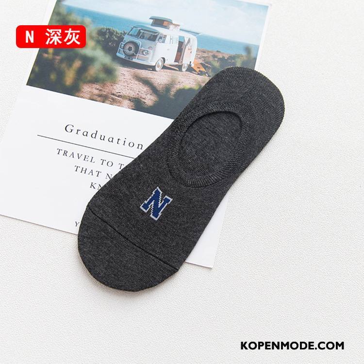 Sokken Heren Zomer Heimelijkheid Silicone Antislip 100% Katoen Boot Sokken Zwart