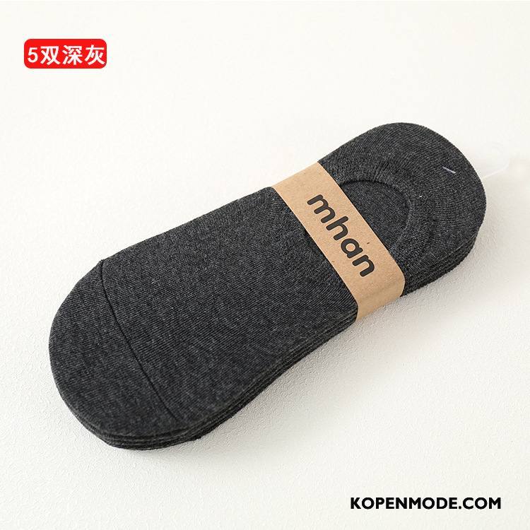 Sokken Heren Zomer Heimelijkheid Silicone Antislip 100% Katoen Boot Sokken Zwart