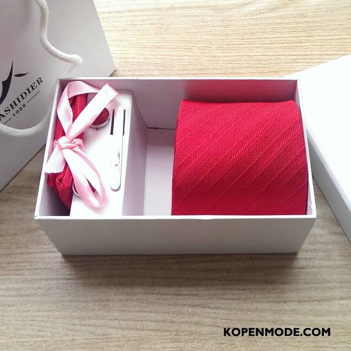 Stropdassen Heren Geschenkdoos Bruidegom Geklede Casual Streep Mannen Roze Rood