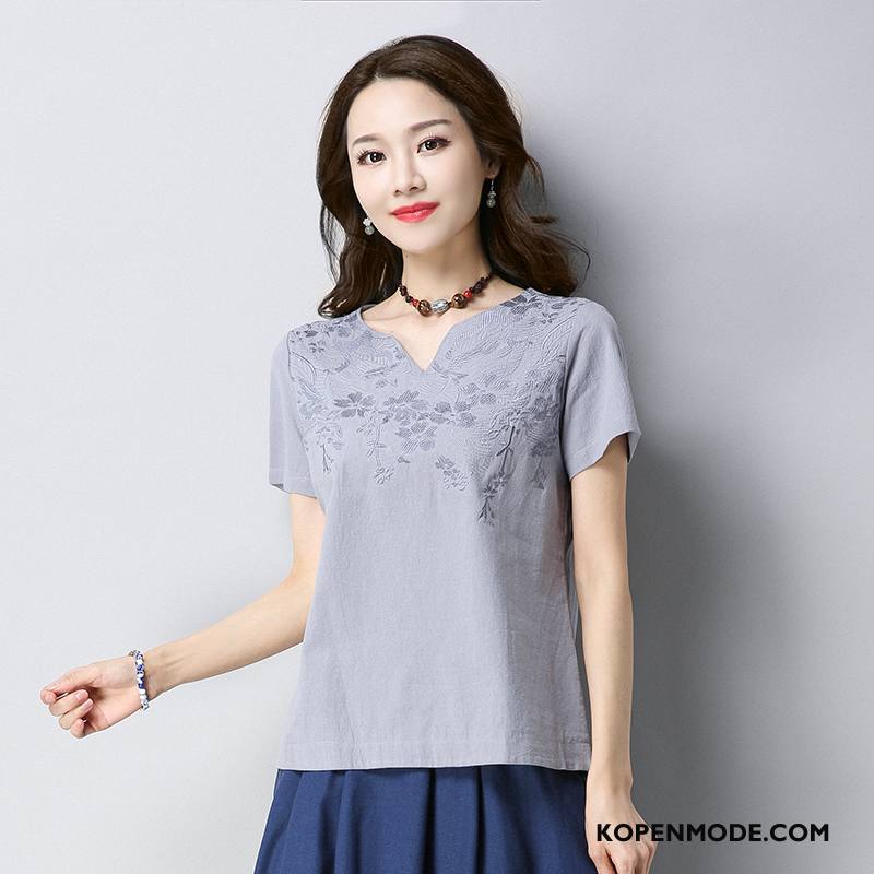 T-shirts Dames 2018 Elegante Casual Zomer Slim Fit Mode Blauw