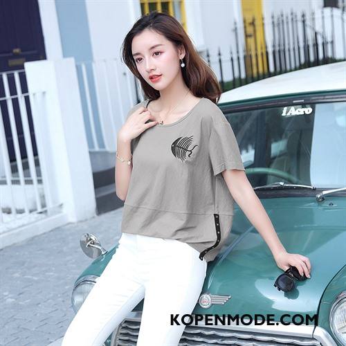 T-shirts Dames 2018 Nieuw Patroon Elegante Dunne Letter Effen Kleur Rood