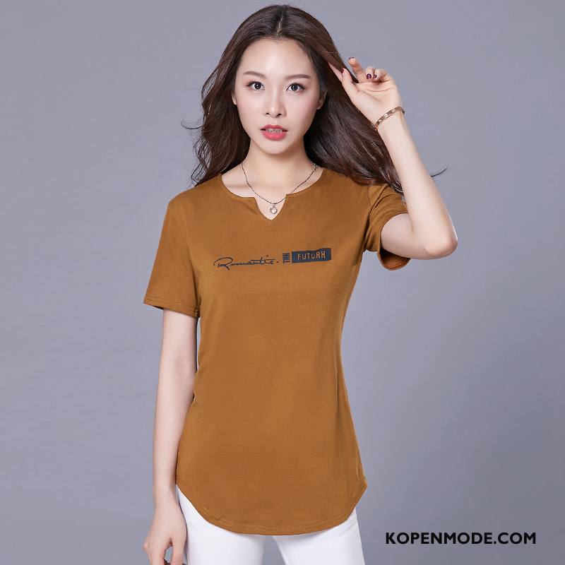 T-shirts Dames Elegante Verbinding Mode Casual Scheppend Letter Effen Kleur Rood