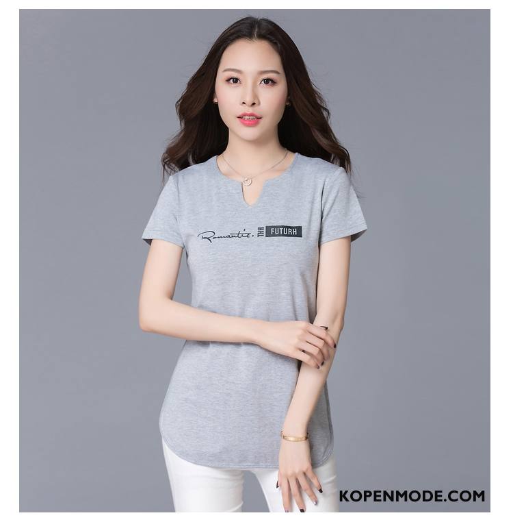 T-shirts Dames Elegante Verbinding Mode Casual Scheppend Letter Effen Kleur Rood