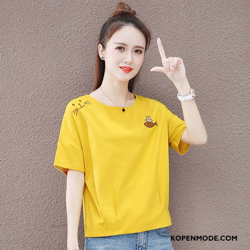 T-shirts Dames Jasje Onderhemd Trendy Merk Losse Ronde Hals Zomer Rood