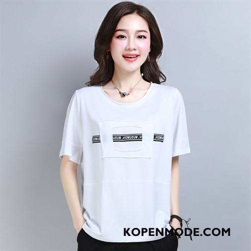 T-shirts Dames Jeugd Letter Zomer Patroon Kort Ronde Hals Zwart