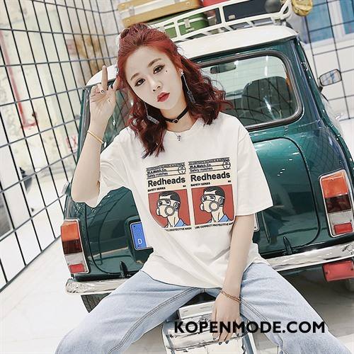 T-shirts Dames Ronde Hals Pullover Trend Mooi Elegante Straat Wit