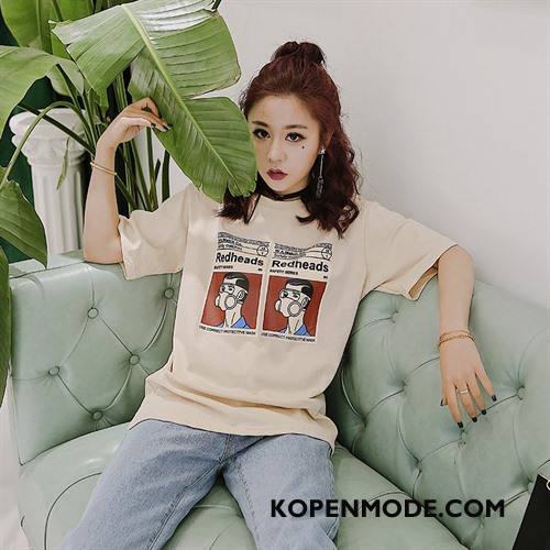 T-shirts Dames Ronde Hals Pullover Trend Mooi Elegante Straat Wit