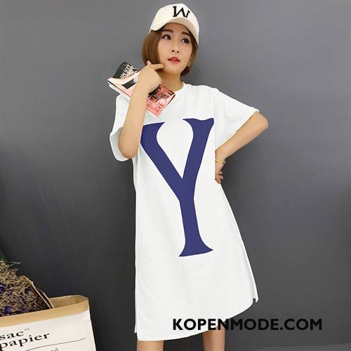 T-shirts Dames Slim Fit Elegante Korte Mouw Trend Casual Lang Geel