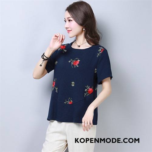 T-shirts Dames Slim Fit Elegante Zomer Comfortabele Zak Korte Mouw Donkergroen Effen Kleur