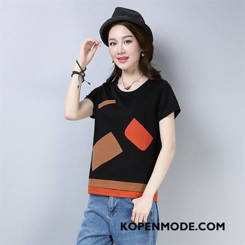 T-shirts Dames Slim Fit Voorjaar Vers Trend Dunne Elegante Zwart