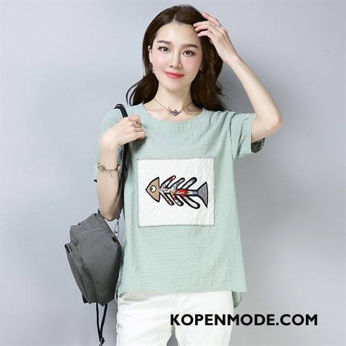 T-shirts Dames Slim Fit Zomer Dunne Straat Casual Mode Groen