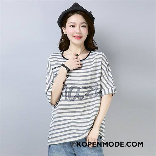 T-shirts Dames Trend Dunne Eenvoudige Mode Letter Slim Fit Grijs