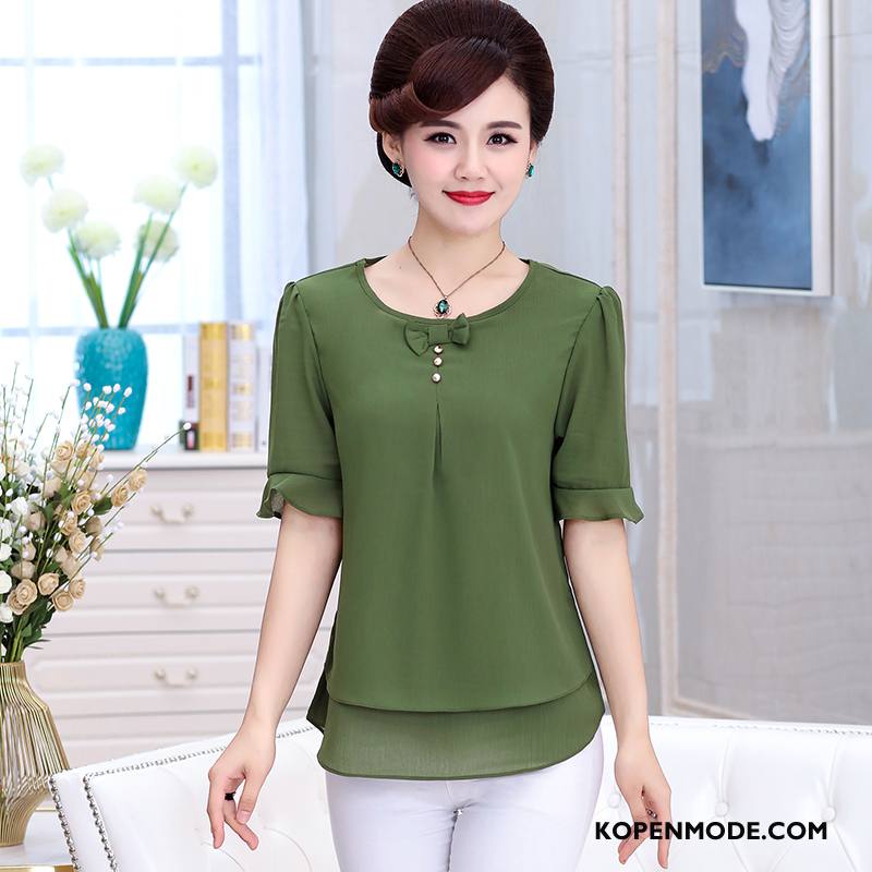 T-shirts Dames Trend Ronde Hals 2018 Eenvoudige Pullover Zomer Groen