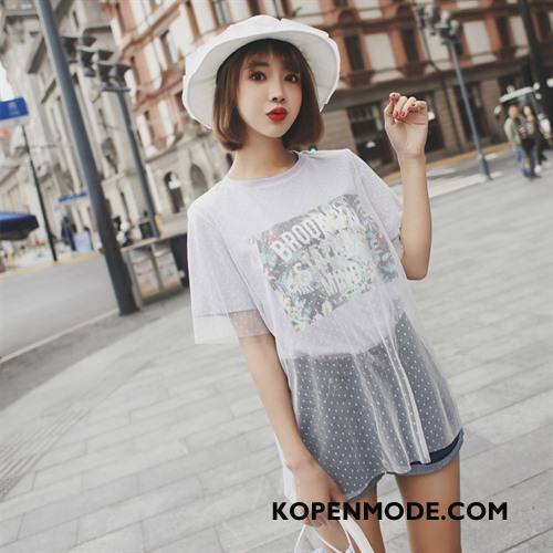 T-shirts Dames Zomer Elegante Jeugd Korte Mouw Bedrukken Losse Wit