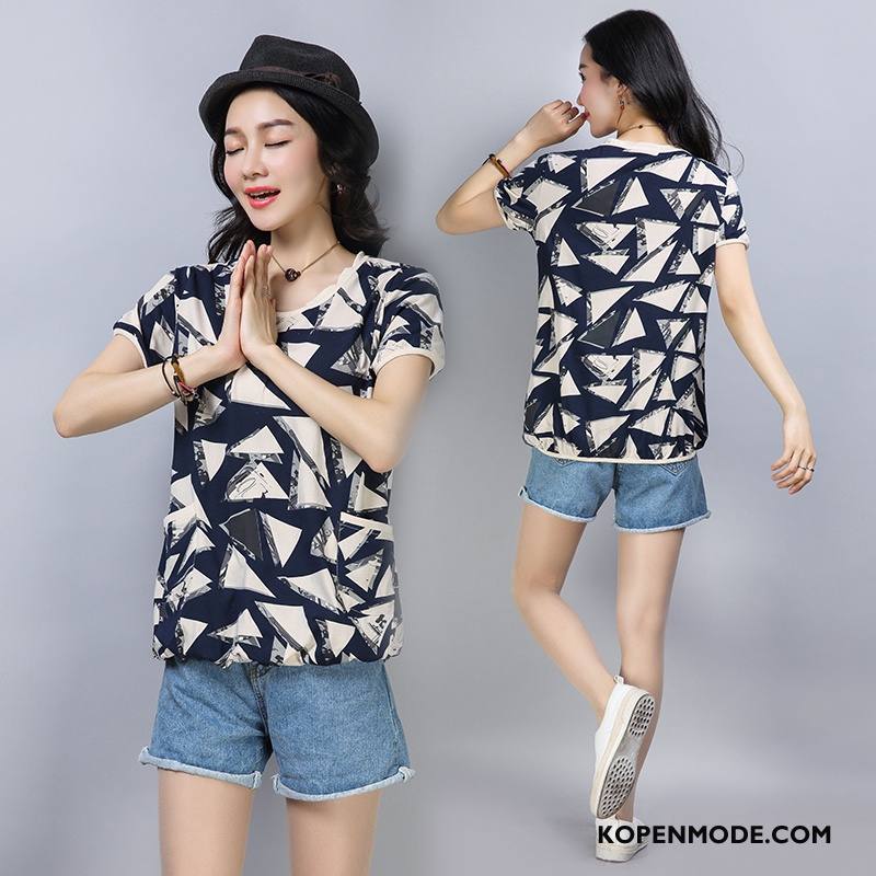T-shirts Dames Zuiver Slim Fit Zoet Mode 2018 Casual Donkerblauw