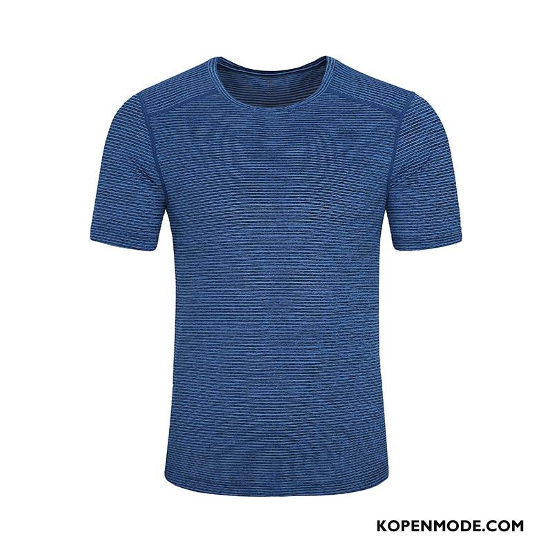 T-shirts Heren Geschiktheid Outdoor Korte Mouw Sport Running Snel Droog Donkerblauwe