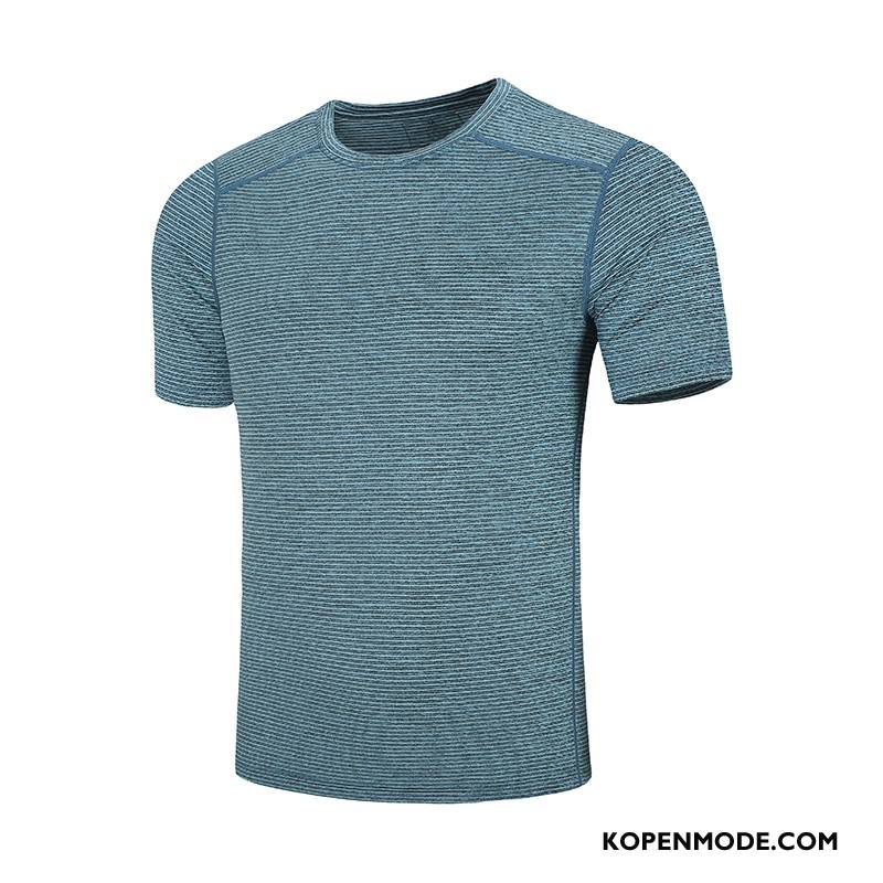 T-shirts Heren Geschiktheid Outdoor Korte Mouw Sport Running Snel Droog Donkerblauwe