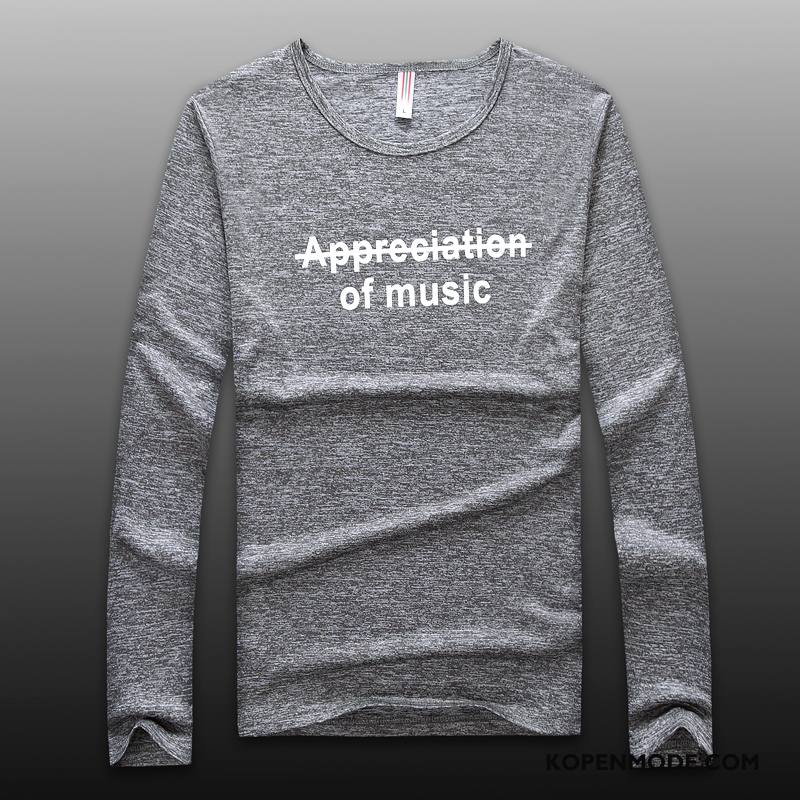 T-shirts Heren Herfst Letter Nieuw Slim Fit Ronde Hals Winter Hemelsblauw
