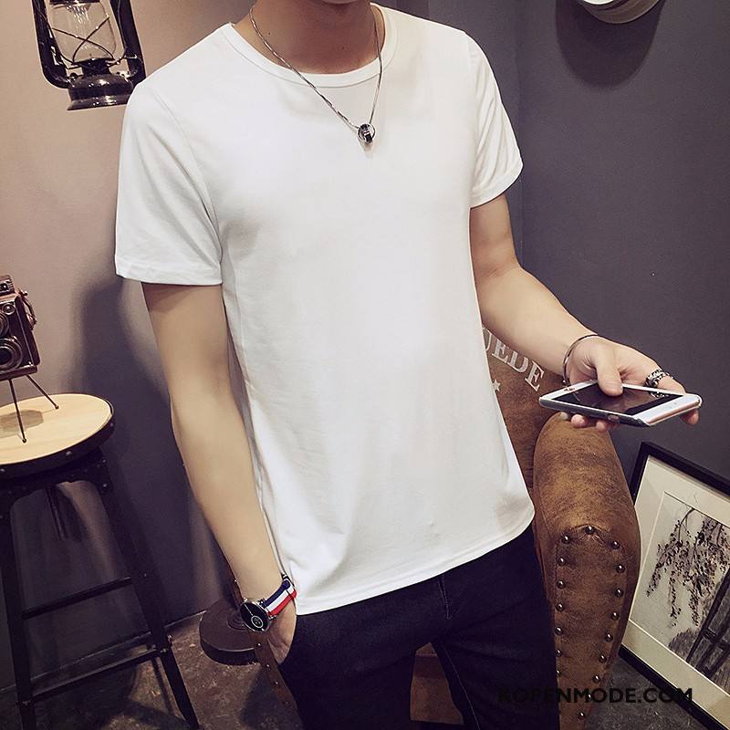 T-shirts Heren Korte Mouw Jasje Zomer Trend Halve Mouw Onderhemd Effen Kleur Wit Zwart Grijs