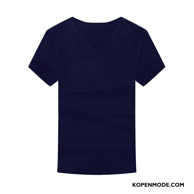 T-shirts Heren Korte Mouw Katoen Trend Trendy Merk Mannen Persoonlijk Effen Kleur Grijs Licht