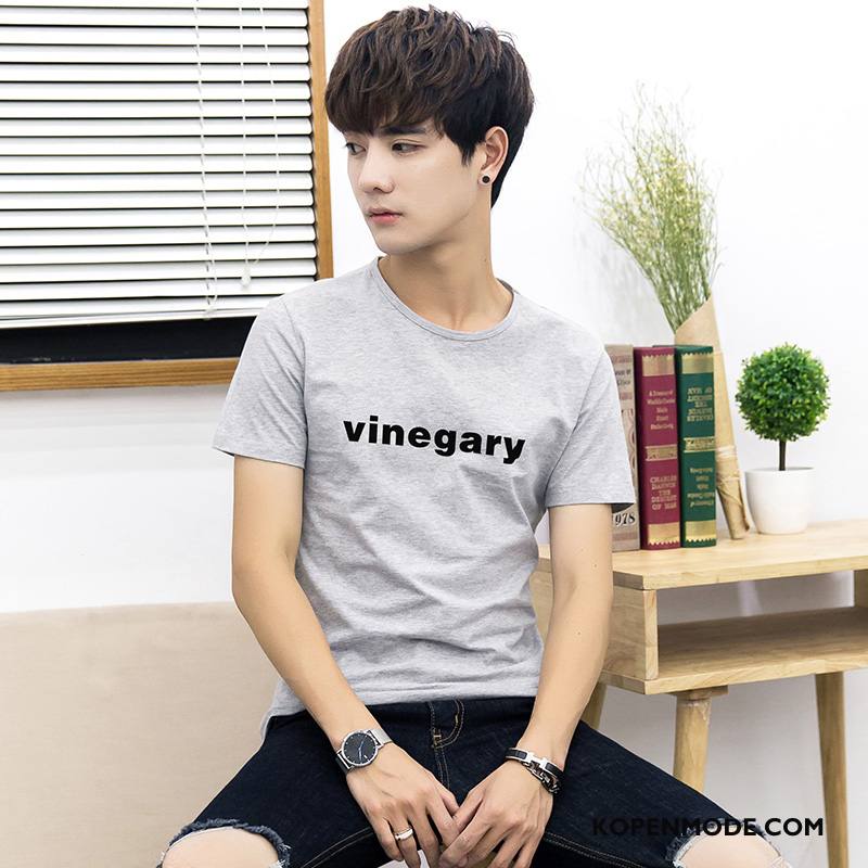 T-shirts Heren Korte Mouw Mannen Onderhemd Zomer Trend Ronde Hals Zwart