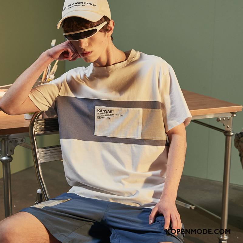 T-shirts Heren Leggings Verbinding Student Zomer Trend Katoen Zwart