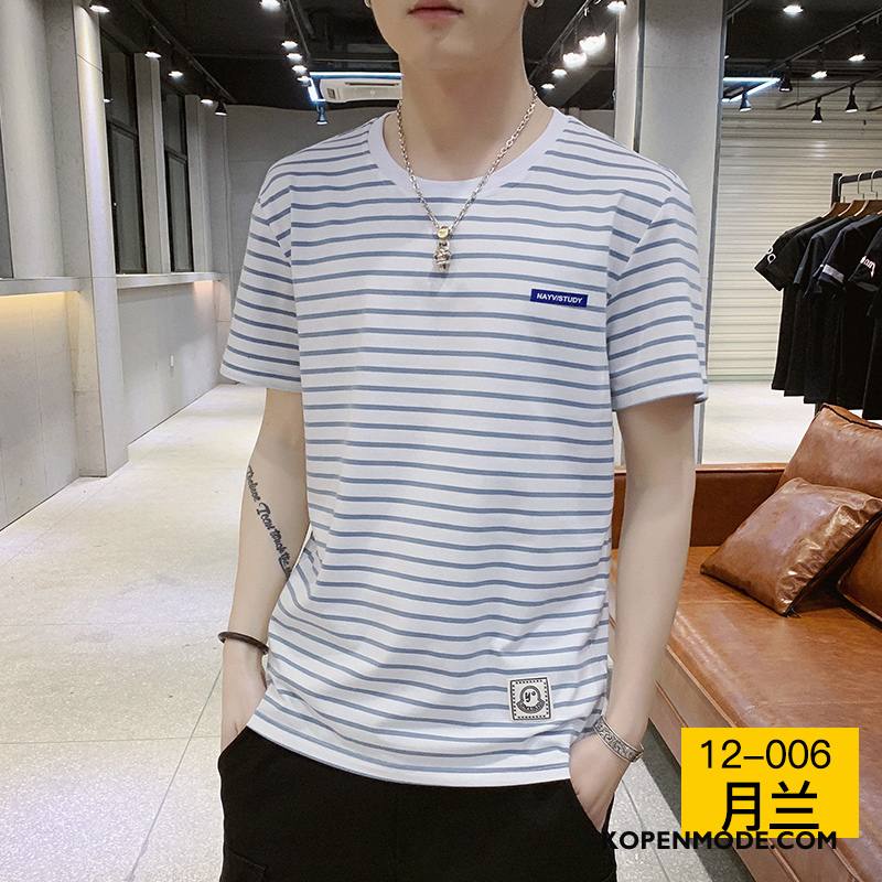 T-shirts Heren Mannen Trend Korte Mouw Katoen Losse Trendy Merk Effen Kleur Rood Wit