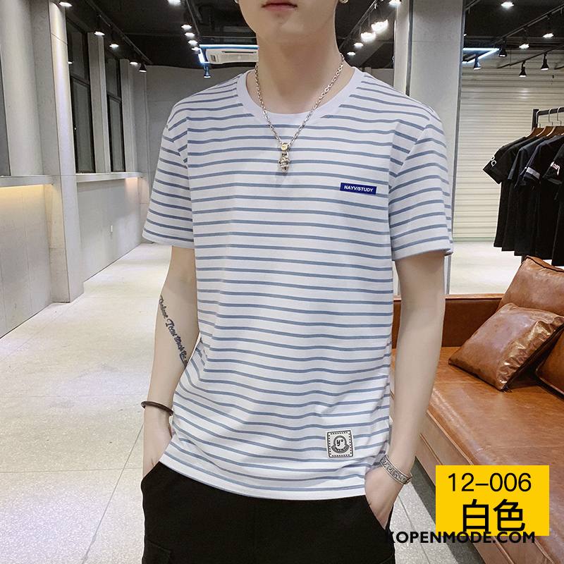 T-shirts Heren Mannen Trend Korte Mouw Katoen Losse Trendy Merk Effen Kleur Rood Wit