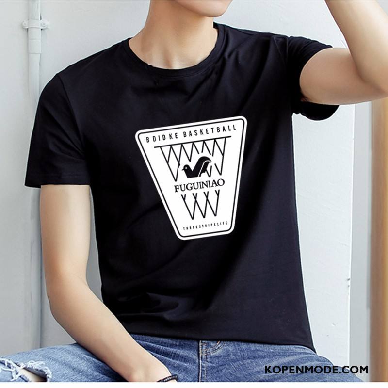 T-shirts Heren Mannen Vogel Winkel Zwart