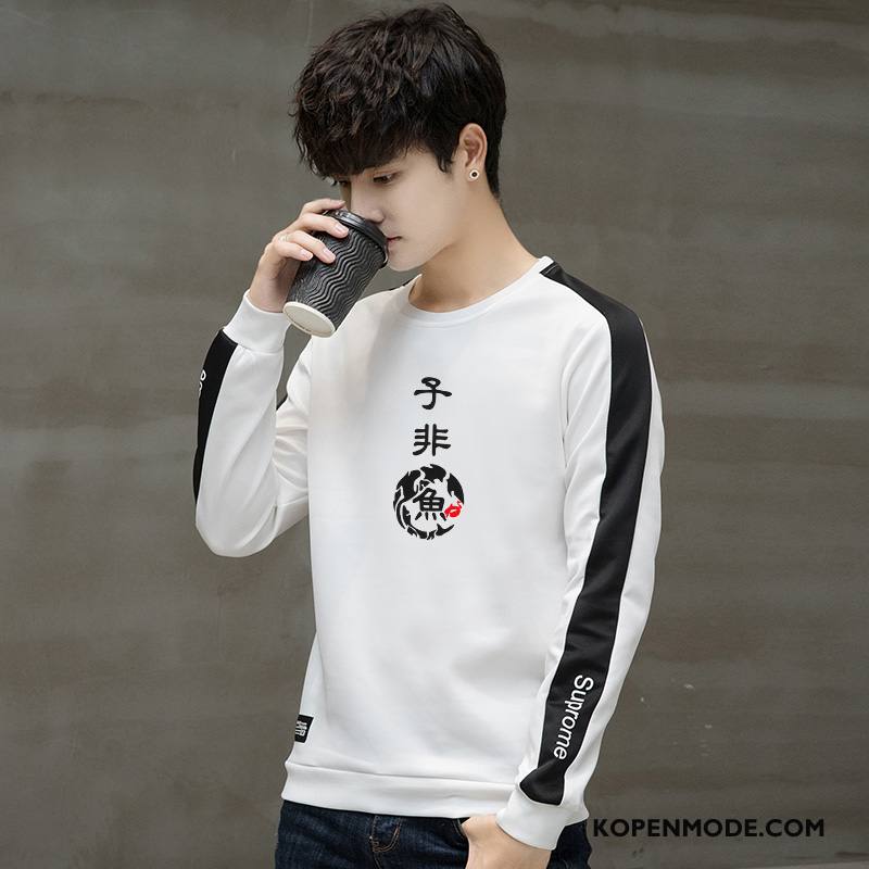 T-shirts Heren Ronde Hals Nieuw Lange Mouwen Pullover Herfst Trend Legergroene