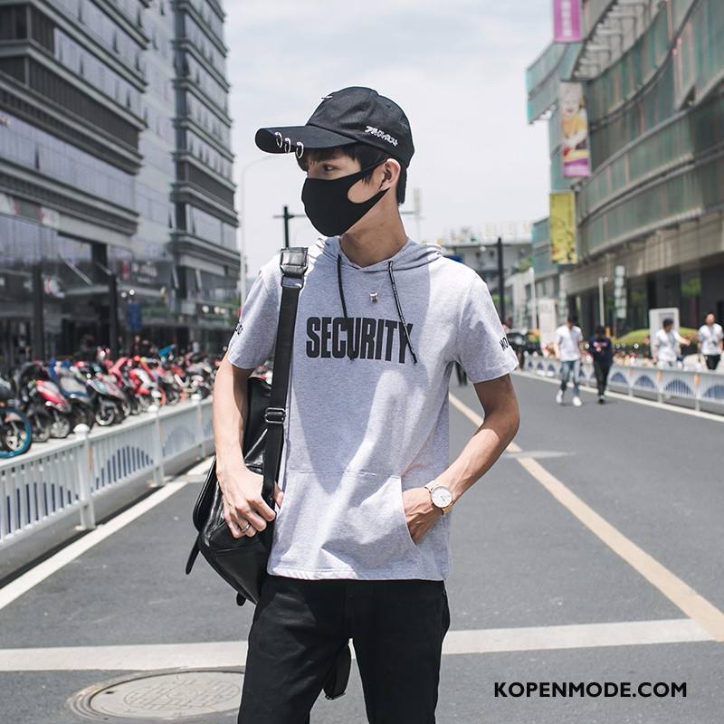 T-shirts Heren Zomer Nieuw Trendy Merk Katoen Korte Mouw Mannen Grijs