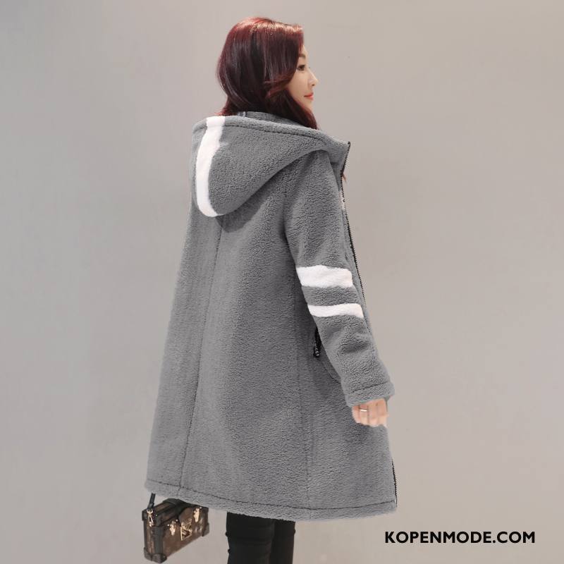 Trenchcoat Dames 2018 Lange Mouwen Elegante Winter Trend Effen Kleur Grijs