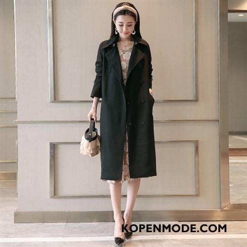 Trenchcoat Dames 2018 Trend Lange Mouwen Slim Fit Pak Voorjaar Champagne