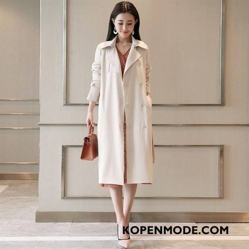 Trenchcoat Dames 2018 Trend Lange Mouwen Slim Fit Pak Voorjaar Champagne