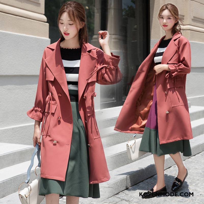 Trenchcoat Dames Dubbele Knop Herfst 2018 Persoonlijk Pak Mouw Effen Kleur Paars