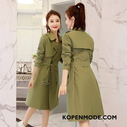 Trenchcoat Dames Elegante Voorjaar 2018 Trend Slim Fit Eenvoudige Karamel Kleur Effen Kleur