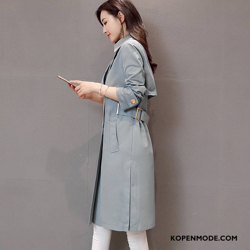 Trenchcoat Dames Herfst Elegante Zoet Lang Slim Fit Lange Mouwen Karamel Kleur Effen Kleur