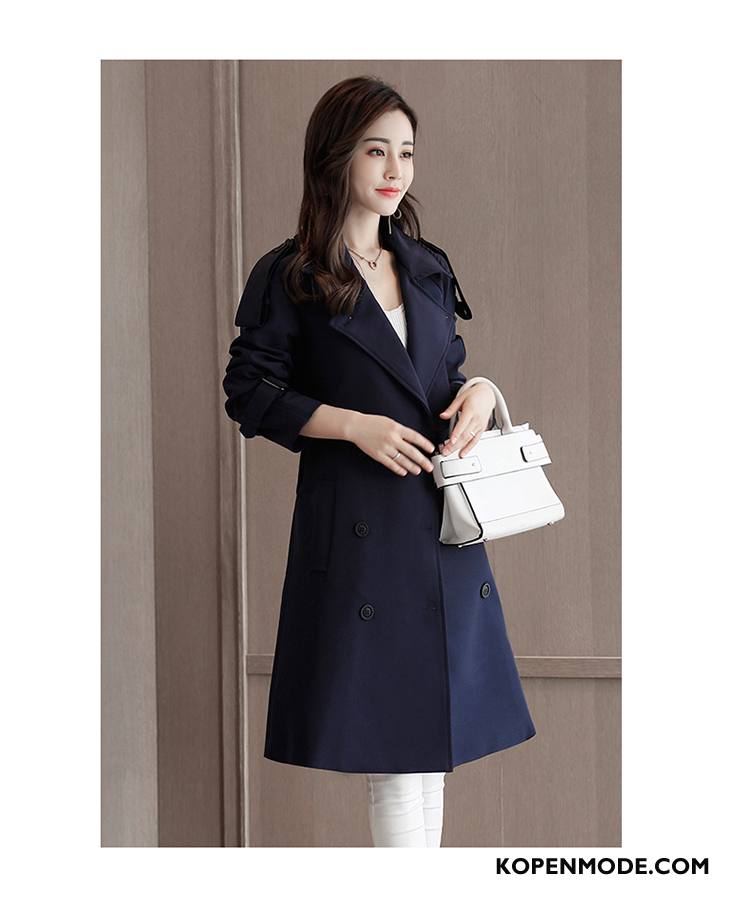 Trenchcoat Dames Herfst Mode Slim Fit Elegante Casual 2018 Kaki