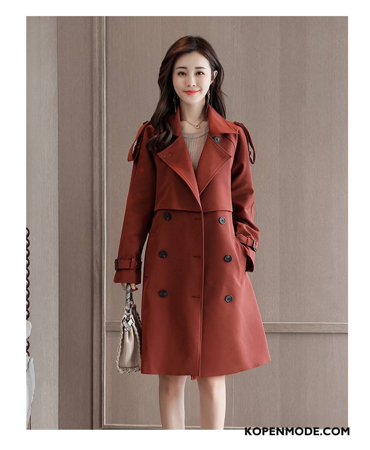 Trenchcoat Dames Herfst Mode Slim Fit Elegante Casual 2018 Kaki