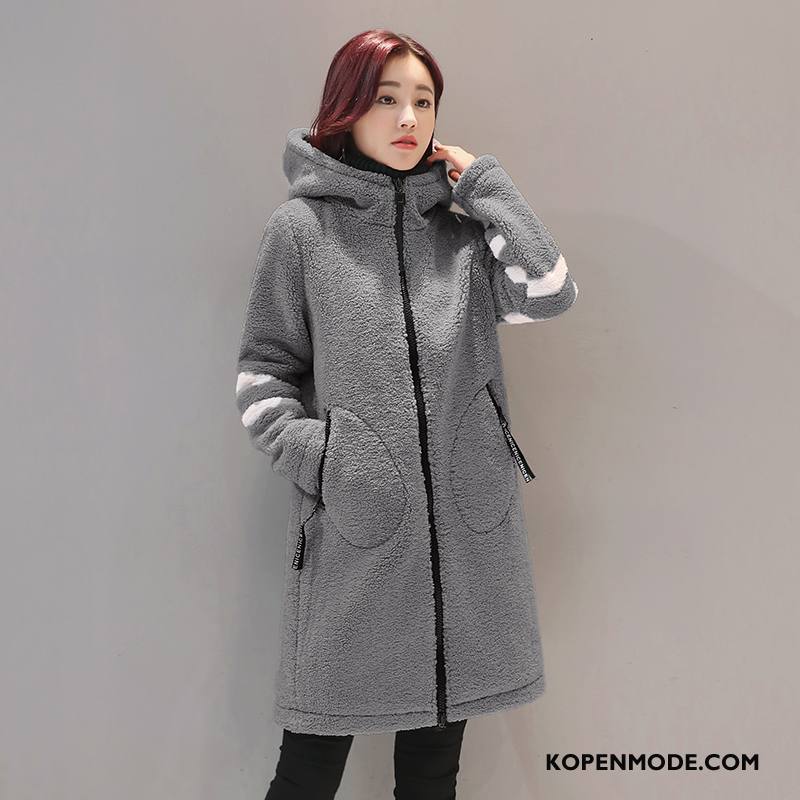 Trenchcoat Dames Lang Lange Mouwen Casual Winter Mode 2018 Grijs