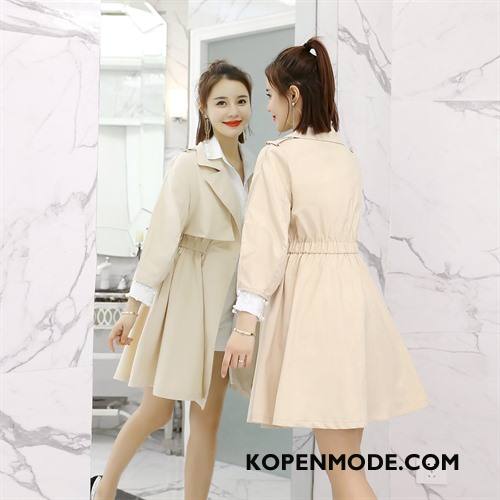 Trenchcoat Dames Lange Mouwen Elegante Eenvoudige Voorjaar Comfortabele Mode Geel