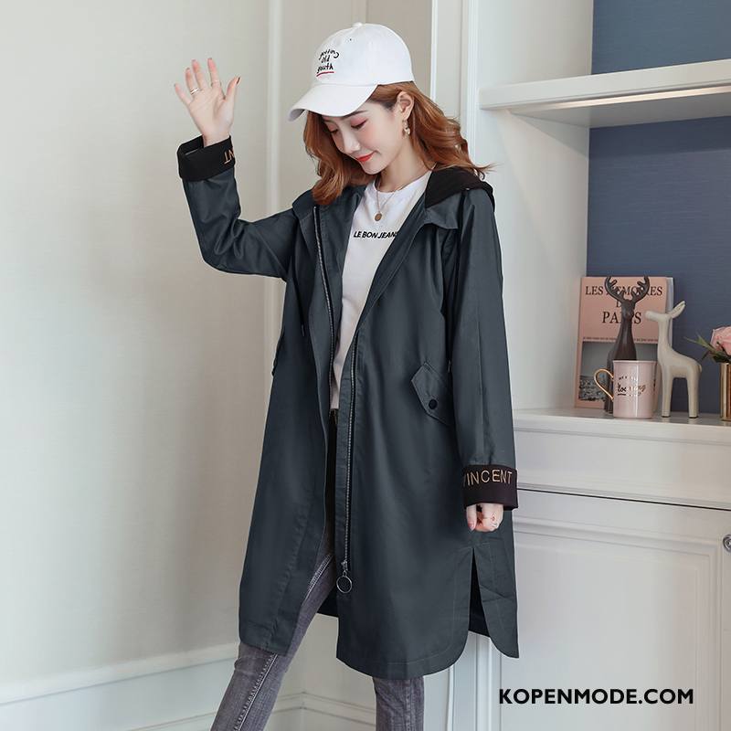 Trenchcoat Dames Nieuw Jas Mini Hoodie Herfst Lange Kaki