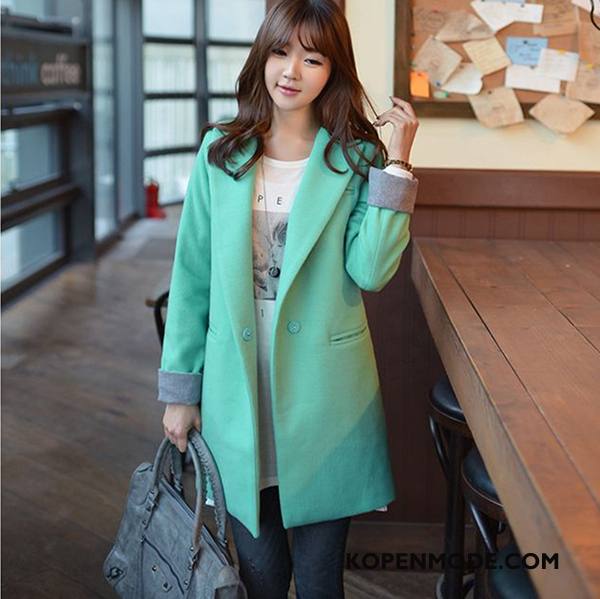 Trenchcoat Dames Slim Fit Herfst Bovenkleding Een Knopen Lange Mouwen 2018 Marineblauw Effen Kleur