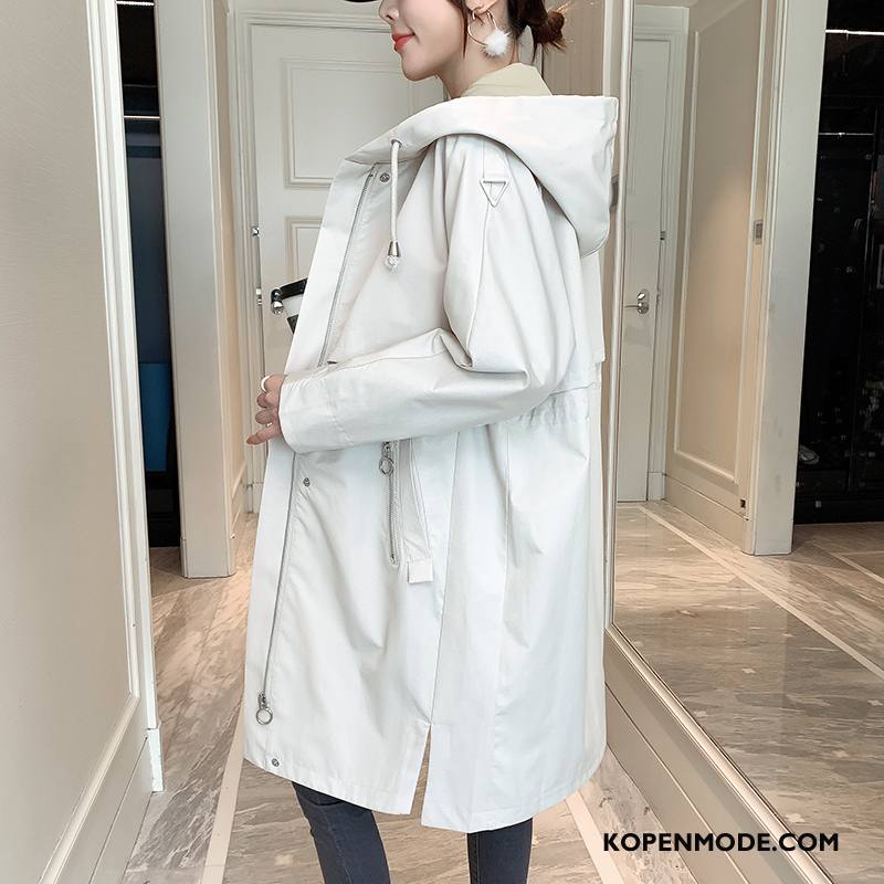 Trenchcoat Dames Trend Overjas Vrouwen Losse Brits Lang Grijs