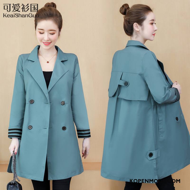 Trenchcoat Dames Vrouwen Populair Voorjaar Overjas Grote Maten Nieuw Blauw