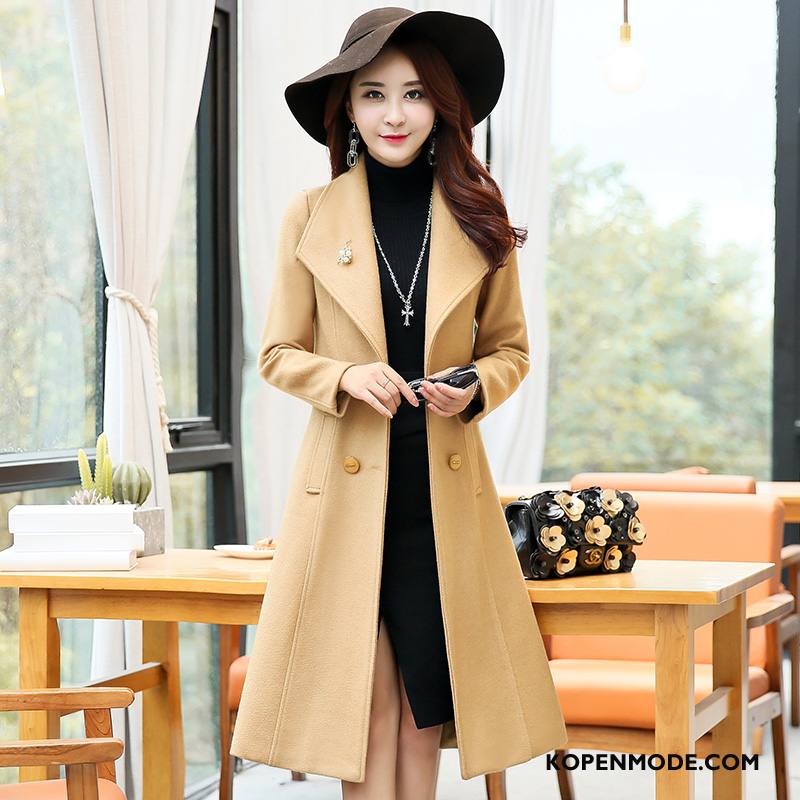 Trenchcoat Dames Zoet 2018 Herfst Mode Straat Lange Effen Kleur Roze