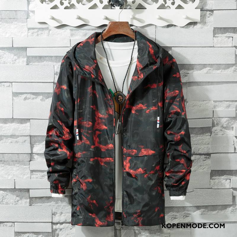 Trenchcoat Heren Grote Maten Jas Jack Zomer Hoodie Zonbeschermingskleding Zwart