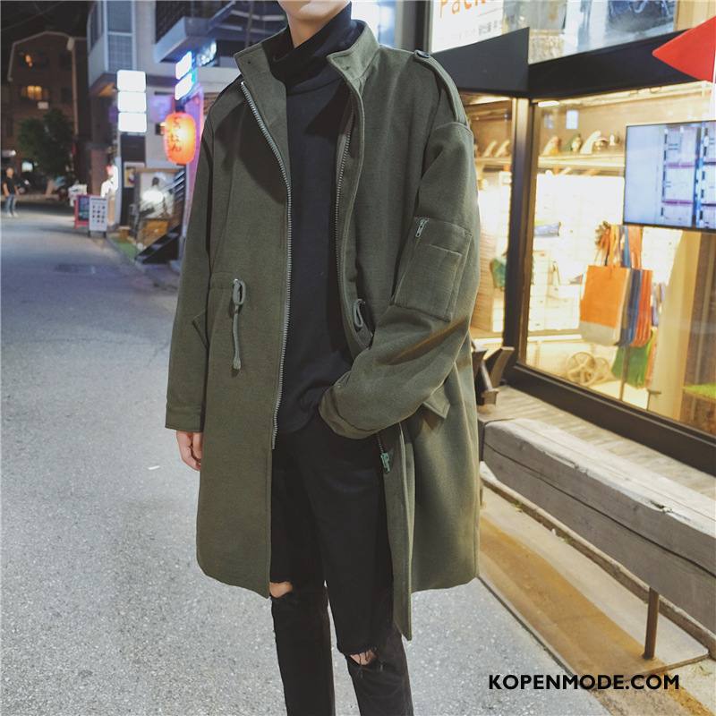 Trenchcoat Heren Jas Wol 2018 Kunst Herfst Mannen Winter Legergroene