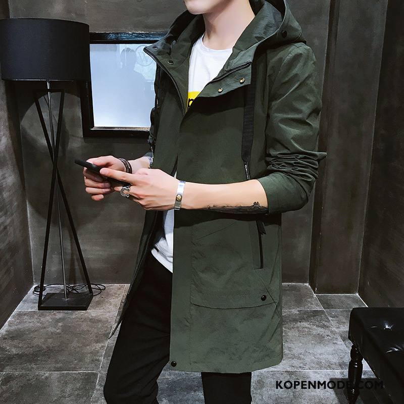 Trenchcoat Heren Winter Casual Plus Kasjmier Hoodie Mannen Slim Fit Effen Kleur Grijs